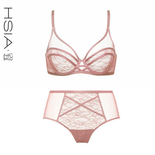 内衣套装女蕾丝薄款大码全罩杯有钢圈胸罩大胸显小文胸勃艮第 HSIA遐 商品图4