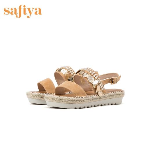 商场同款 | Safiya/索菲娅新款一字带中跟珠串装饰凉鞋女SF92115051 商品图2