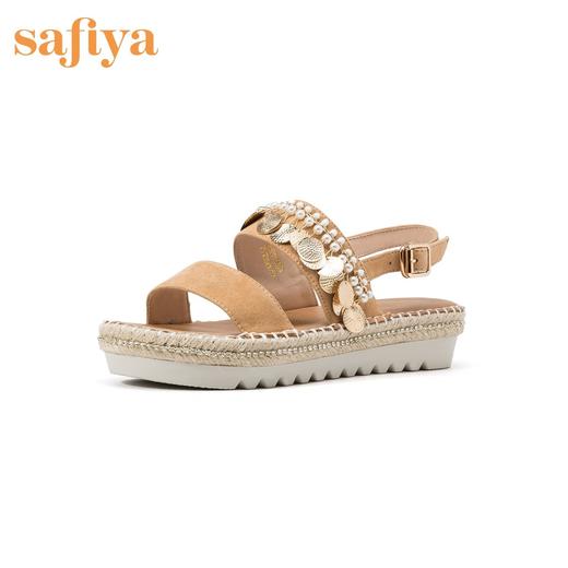 商场同款 | Safiya/索菲娅新款一字带中跟珠串装饰凉鞋女SF92115051 商品图1