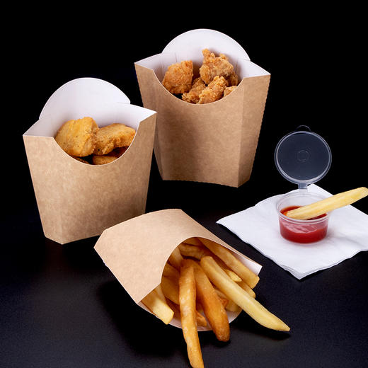 喇叭花一次性薯条盒牛皮纸鸡米花炸鸡盒汉堡小吃打包外卖包装盒 商品图2