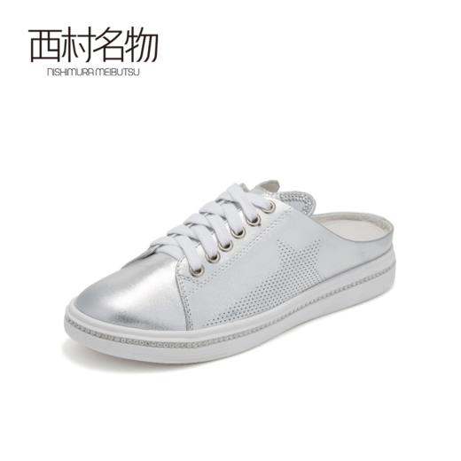 西村名物休闲牛皮绑带小白鞋半拖鞋X29AH15471 商品图3