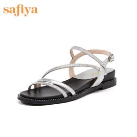 商场同款 | Safiya/索菲娅春夏露趾一字式扣带仙女凉鞋2019款SF92115056
