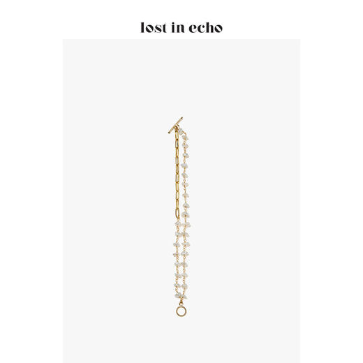 设计师lost in echo不规则片形珍珠链条叠戴项链双层手链组合 手链 商品图3