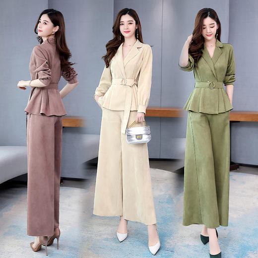 LY-GJ92006春装新款韩版洋气减龄气质百搭鹿皮绒西装两件套 商品图3