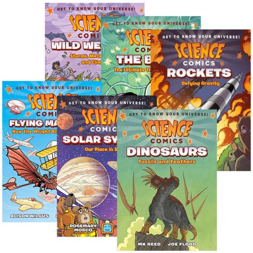 Science Comics 科学漫画系列6册套装 英文原版 恐龙 飞行器 火箭 太阳系 天气 大脑 青少年读物 进口原版英语故事书 全英文版 商品图1