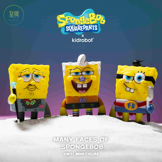 kidrobot海綿寶寶系列盲盒多面海綿寶寶manyfacesofspongebob3mini