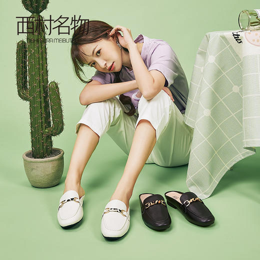 西村名物豹纹穆勒鞋女韩版包头百搭春新款一脚蹬凉拖鞋T29AH13731 商品图0