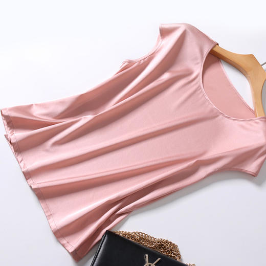 丁摩 真丝圆领纯色T恤上衣6716-DY199 商品图6