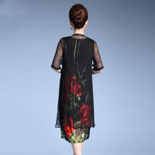 MY-82346外搭披肩时尚印花修身显瘦两件套裙 商品图1