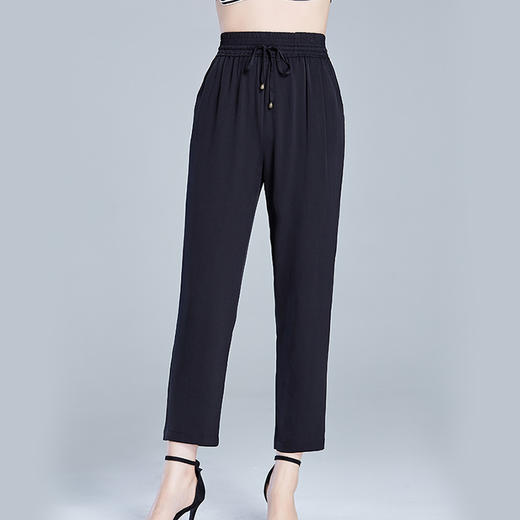 丁摩 纯色真丝裤小脚裤女士高腰休闲裤透气老板裤桑蚕丝裤20-144小脚DS399 商品图1