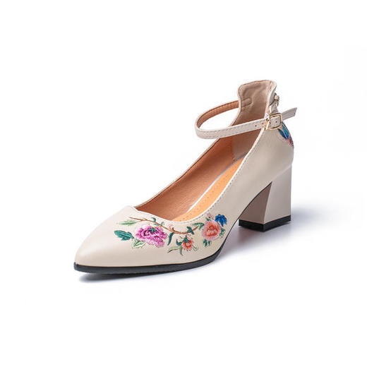 LYL-6702新款民族风浅口真皮刺绣高跟鞋 商品图4