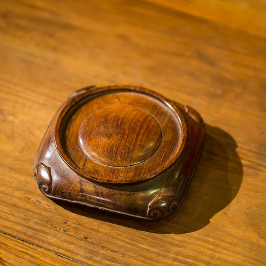 清 黄花梨如意云纹四足底座