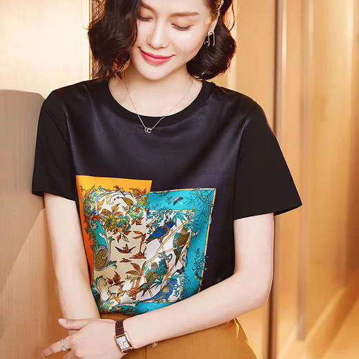 丁摩 真丝纯棉T恤半袖打底上衣XJ01-DC149-CN241-WX052 商品图8