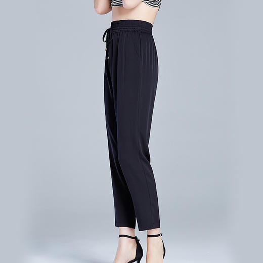 丁摩 纯色真丝裤小脚裤女士高腰休闲裤透气老板裤桑蚕丝裤20-144小脚DS399 商品图2