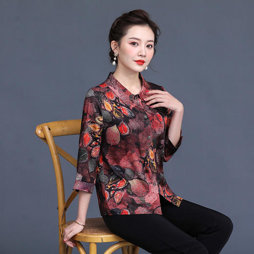 MQ-1806-202夏装新款中袖妈妈装真丝衬衫XCX 商品图4