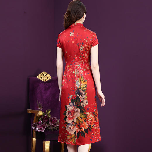 WXY-078春夏新款韩版短袖休闲阔太太真丝裙 商品图1