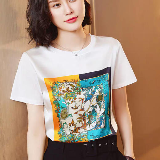 丁摩 真丝纯棉T恤半袖打底上衣XJ01-DC149-CN241-WX052 商品图7