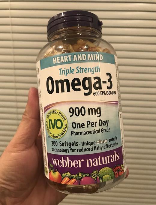 特价！Webber三倍浓缩DHA Omega3深海鱼油 900mg 200粒/瓶 温哥华直邮 商品图0