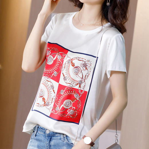 丁摩 真丝纯棉T恤半袖打底上衣XJ01-DC149-CN241-WX052 商品图5