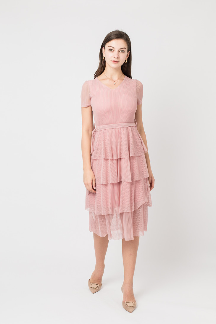 magwest唛希夏季流行裙子2020新款女装时尚气质收腰中长款v领蛋糕