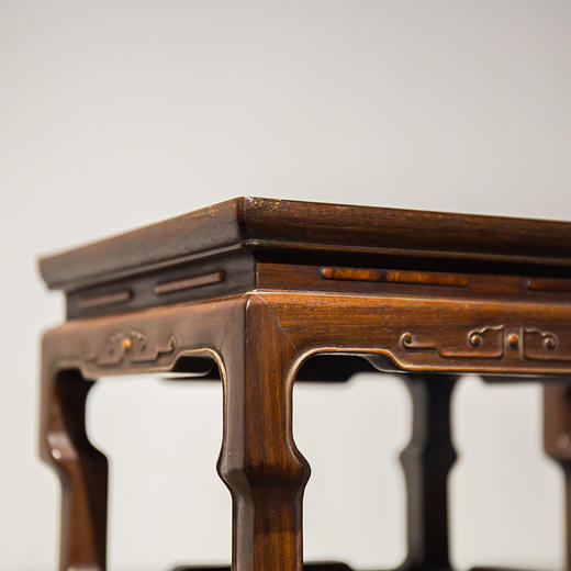 清代  红木镶瘿木面方形几摆件（一对） 商品图2