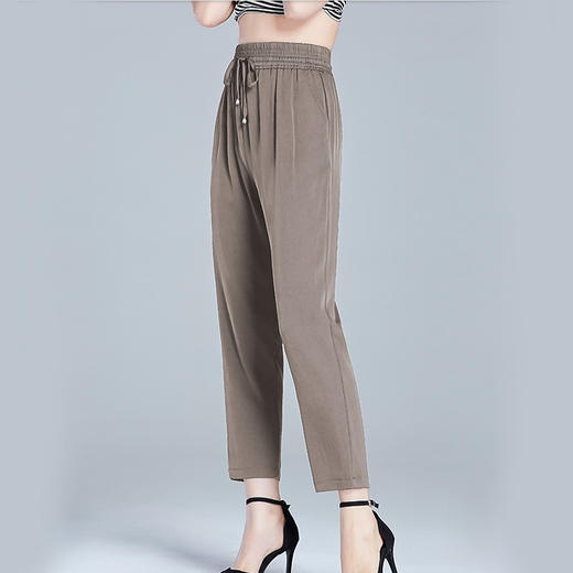 丁摩 纯色真丝裤小脚裤女士高腰休闲裤透气老板裤桑蚕丝裤20-144小脚DS399 商品图4