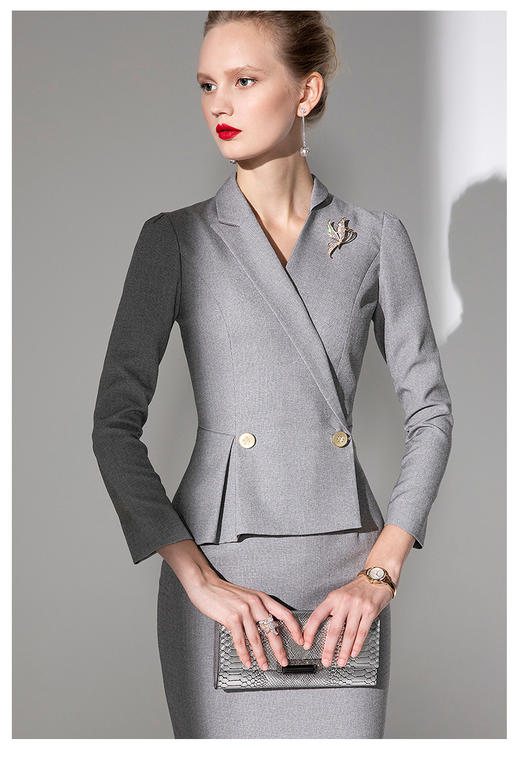 J8383065A颈袖添香时尚V领礼服气质修身包臀通勤职业连衣裙女J8383065A 商品图5