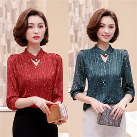 MQ-1269-8133夏装新款韩版洋气短袖很仙的雪纺衬衫XCX