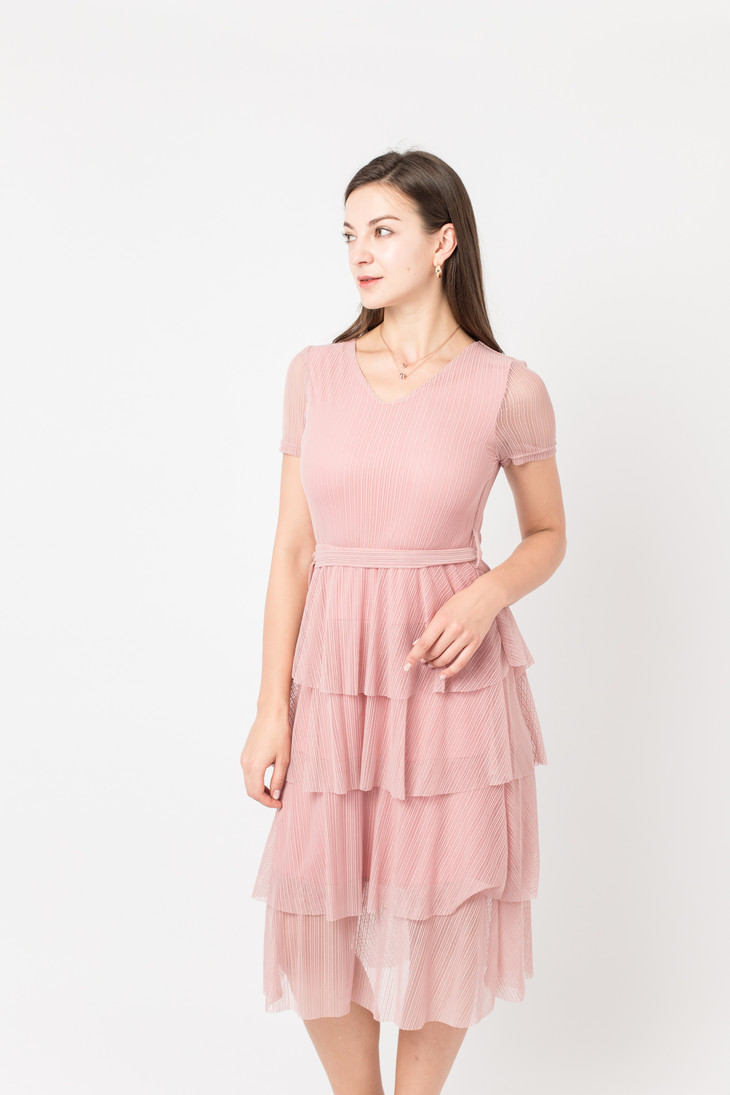 magwest唛希夏季流行裙子2020新款女装时尚气质收腰中长款v领蛋糕