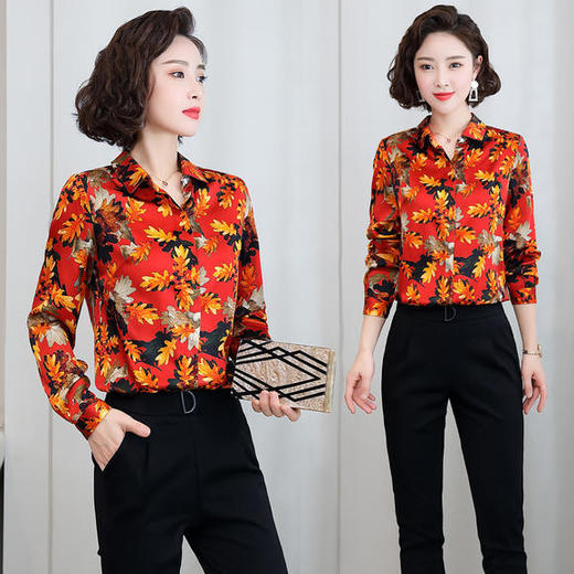 ASE-3336都市时尚复古印花真丝衬衫 商品图2