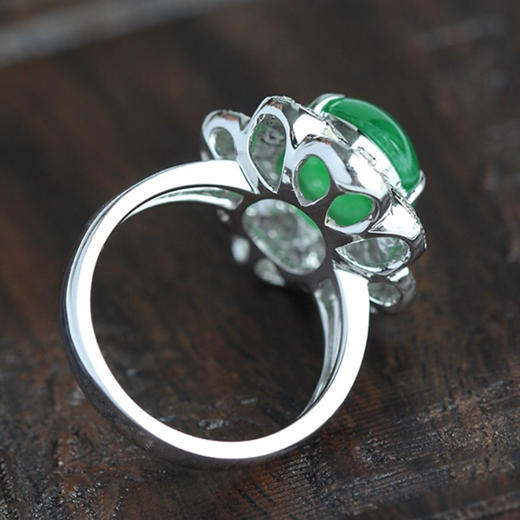 派瑞翡翠 18K金翡翠戒指 玻璃种 满绿 商品图3