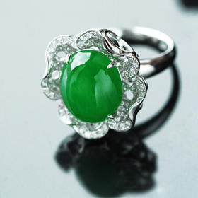 派瑞翡翠  18K金翡翠戒指  冰糯种 阳绿