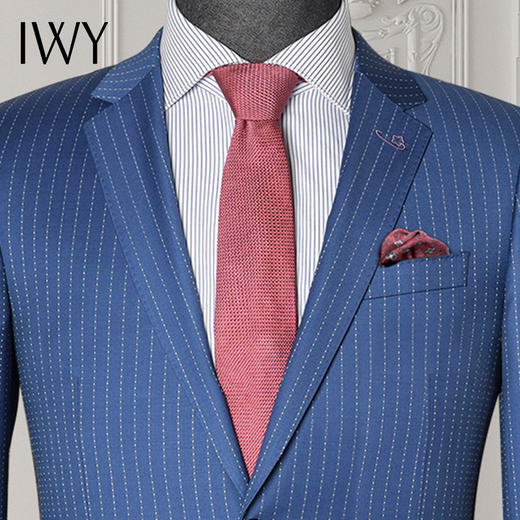 高级定制蓝色条纹100羊毛西服套装rmb28022