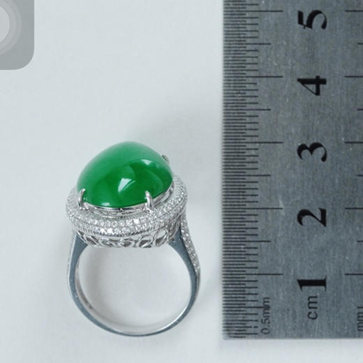 派瑞翡翠  18K金翡翠戒指  冰糯种 满绿 商品图4