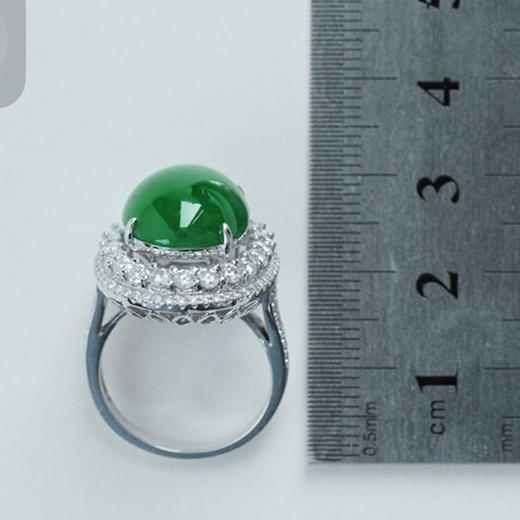 派瑞翡翠  18K金翡翠戒指 玻璃种 满绿 商品图4