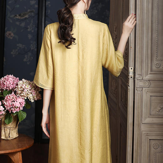 KDS-1136春季新款民族风天丝棉刺绣宽松禅意中长款连衣裙 商品图2