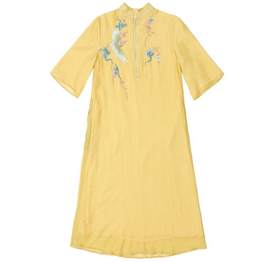 KDS-1136春季新款民族风天丝棉刺绣宽松禅意中长款连衣裙 商品图4