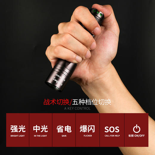 SUPERFIRE神火A6手电筒防水迷你小手电强光led可充电家用户外远射手电 商品图2