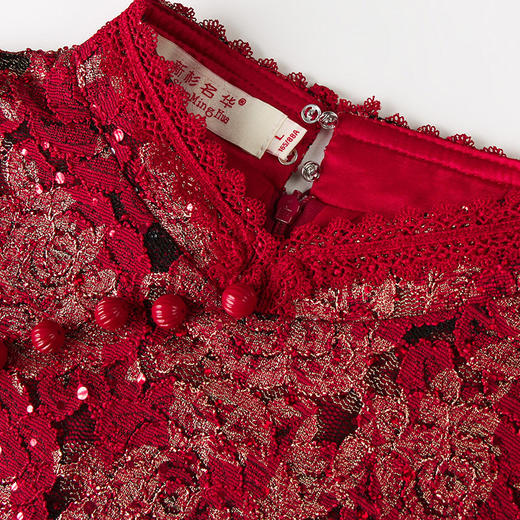 WT-17285新款长袖蕾丝妈妈大码礼服连衣裙 商品图3