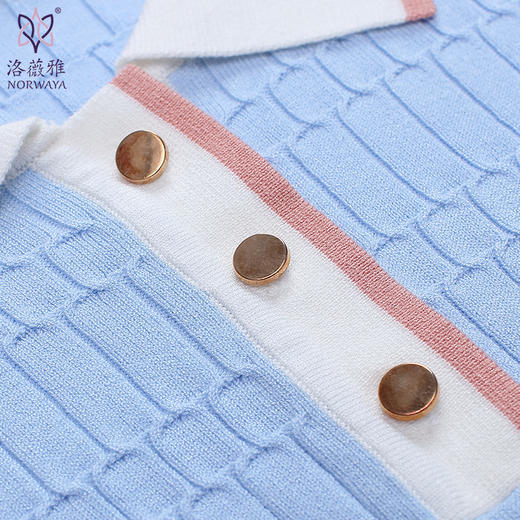 理想型cbd氧气女神 别致撞色小翻领 天丝针织上衣51a020026