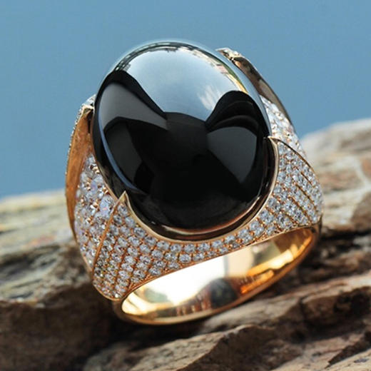 派瑞翡翠   18K金翡翠戒指  墨翠 商品图3