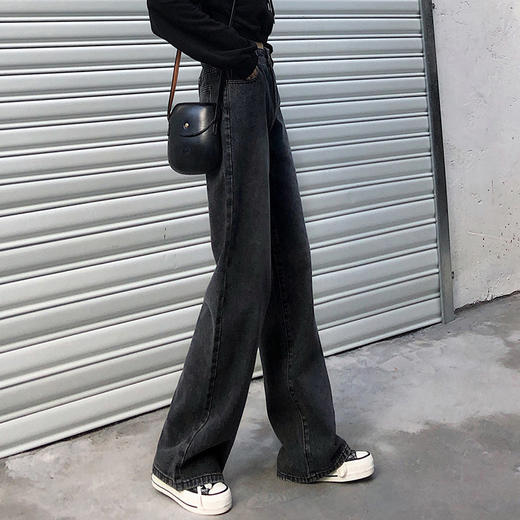 【高腰阔腿牛仔裤】春季宽松休闲阔腿裤学生长裤女 商品图2