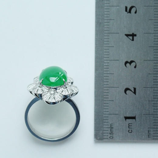 派瑞翡翠 18K金翡翠戒指 玻璃种 满绿 商品图4