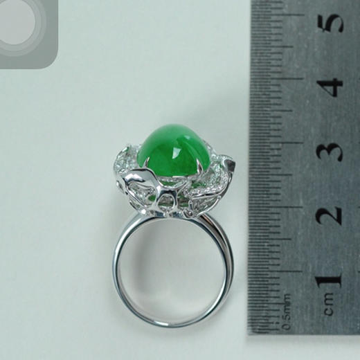 派瑞翡翠  18K金翡翠戒指  冰糯种 阳绿 商品图4