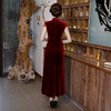 BJ-0301气质长款中国风红色高端旗袍改良版连衣裙 商品缩略图3