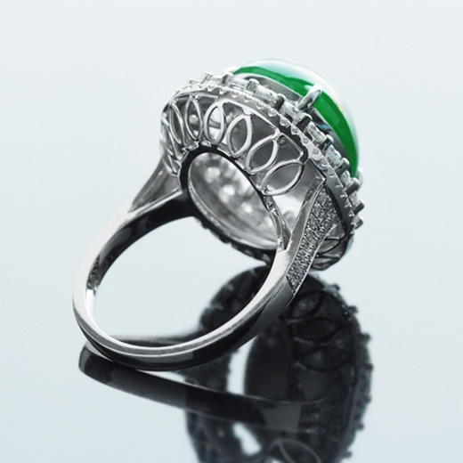 派瑞翡翠  18K金翡翠戒指 玻璃种 满绿 商品图3