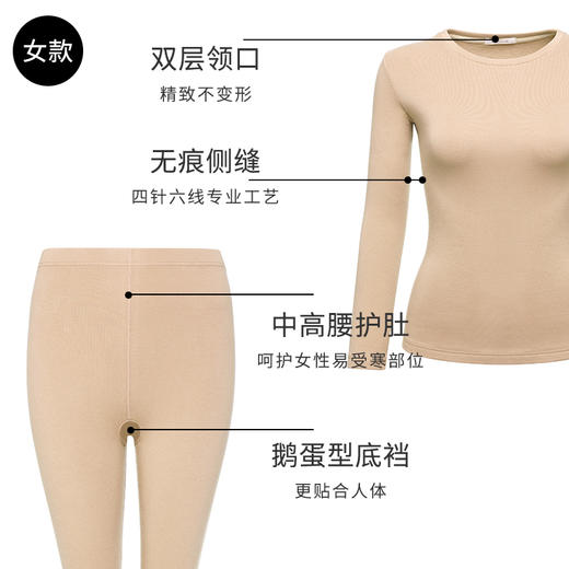 HSIA遐情侣保暖衣套装圆领秋衣秋裤女修身抓绒秋冬护膝保暖内衣男 商品图3