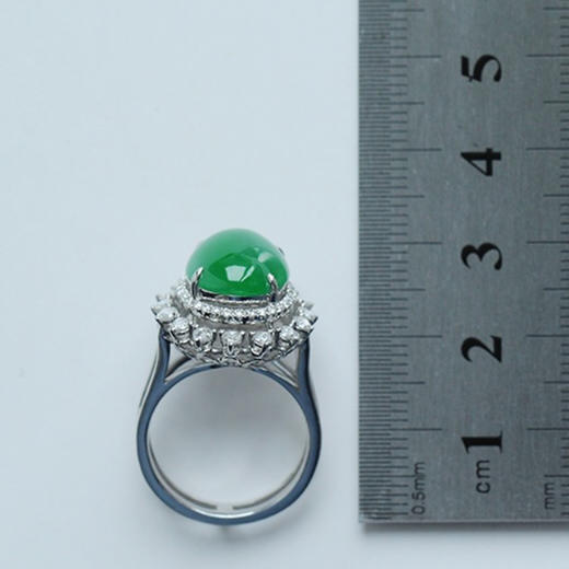 派瑞翡翠  18K金翡翠戒指  玻璃种 满绿 商品图4