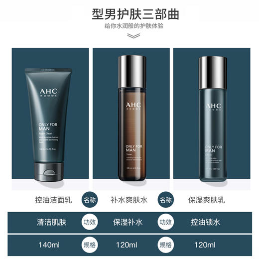 AHC/ahc 男士水乳三件套护肤水乳洗面奶套盒套装深层清洁控油 商品图1