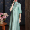 KDS-1136春季新款民族风天丝棉刺绣宽松禅意中长款连衣裙 商品缩略图3